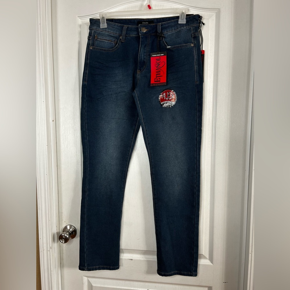 Ethanol Men's Size 34x32  Flex Denim Straight Jeans Pants Stretch Blue New 2848